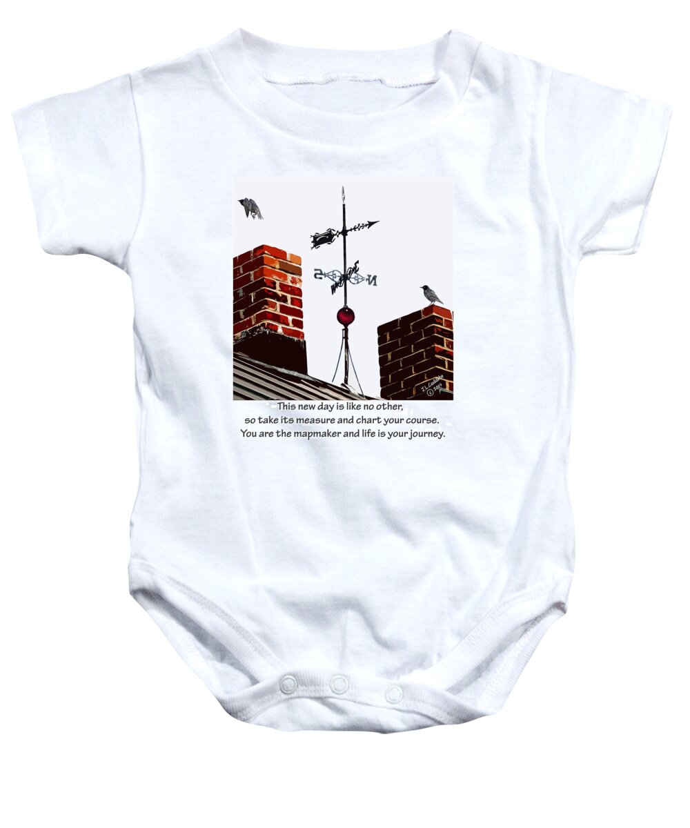 Nature Baby Onesie featuring the mixed media Chart Your Course by Judy Cuddehe