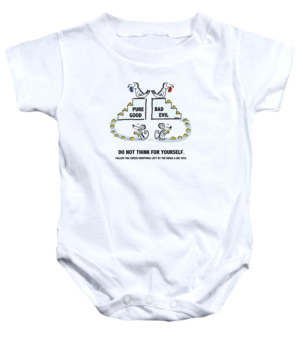 Political Baby Onesie featuring the digital art Cheese Droppings by Mark Armstrong