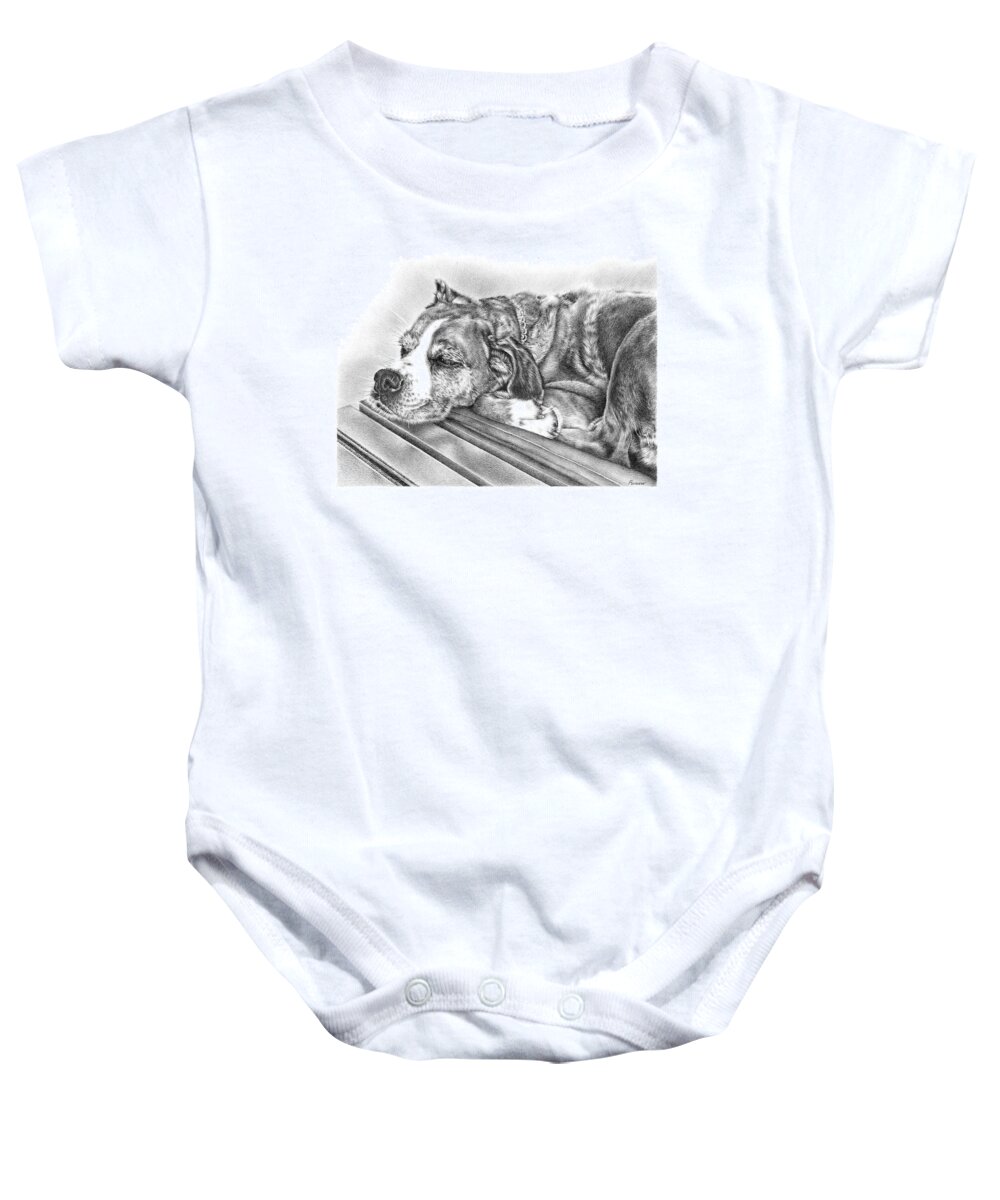 Dog Baby Onesie featuring the drawing Chilling Pooch by Casey 'Remrov' Vormer