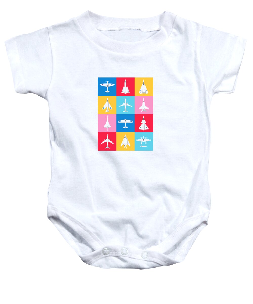 Airplane Baby Onesie featuring the digital art Classic Iconic Aircraft Pattern - International by Organic Synthesis