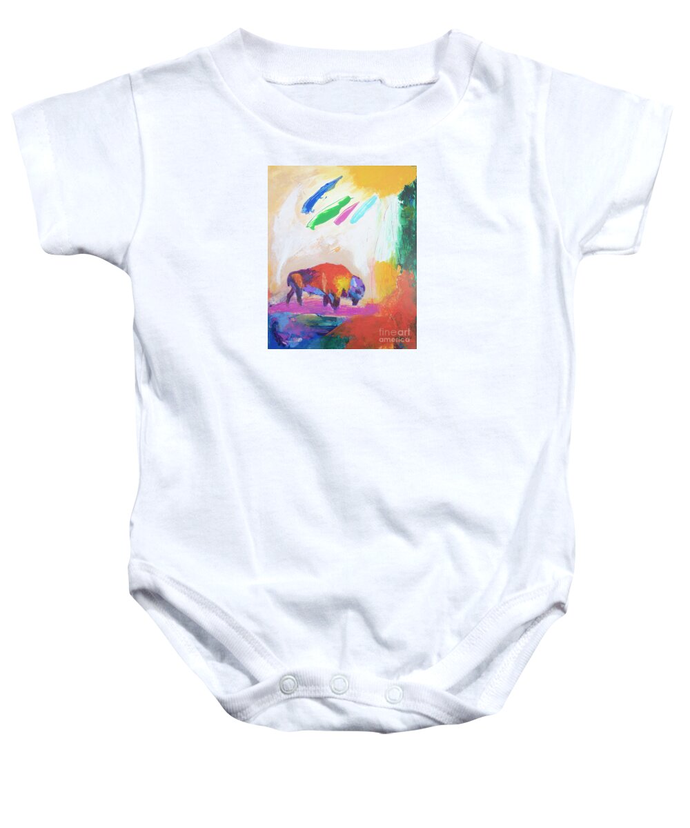 Bison Baby Onesie featuring the photograph Bison painting by Stella Levi