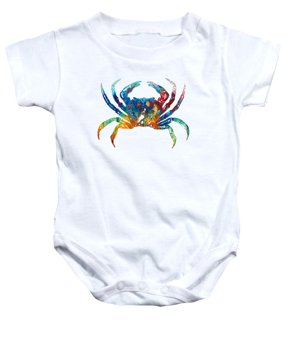 Crab Baby Onesie featuring the painting Colorful Crab Art by Sharon Cummings by Sharon Cummings