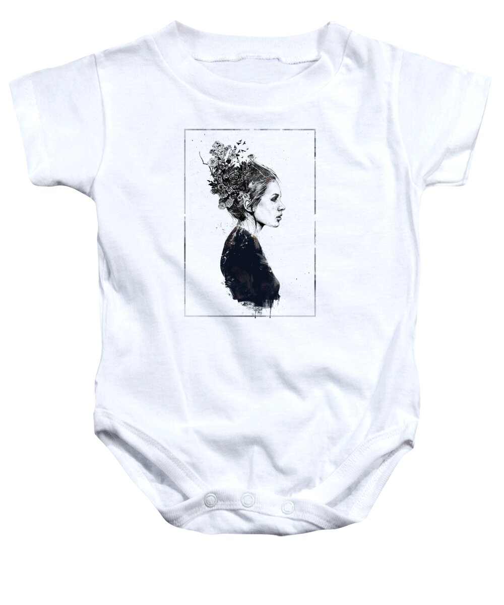 Girl Baby Onesie featuring the painting Coming home by Balazs Solti
