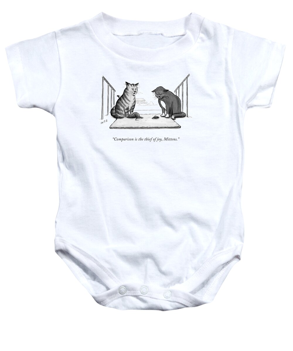 Comparison Is The Thief Of Joy Baby Onesie featuring the drawing Comparison is the Thief of Joy by Julia Suits