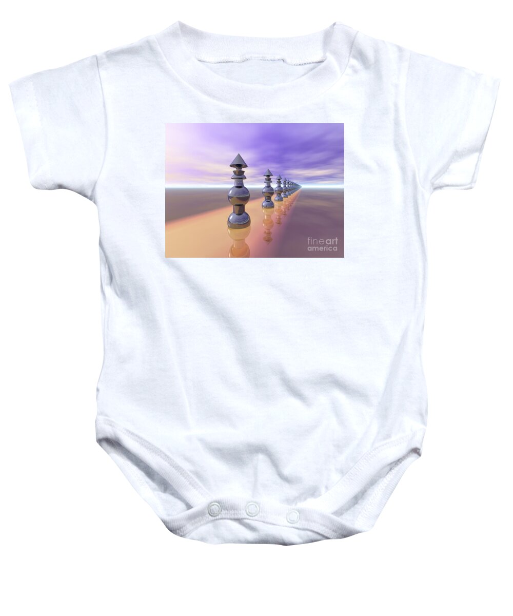 Cones Baby Onesie featuring the digital art Conical Geometric Progression by Phil Perkins