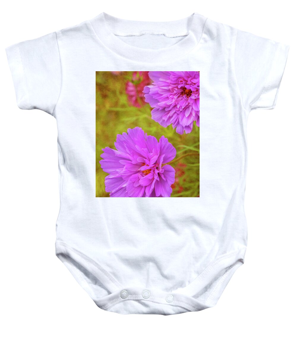 Cosmos Baby Onesie featuring the photograph Cosmos Fizzy by Diane Fifield
