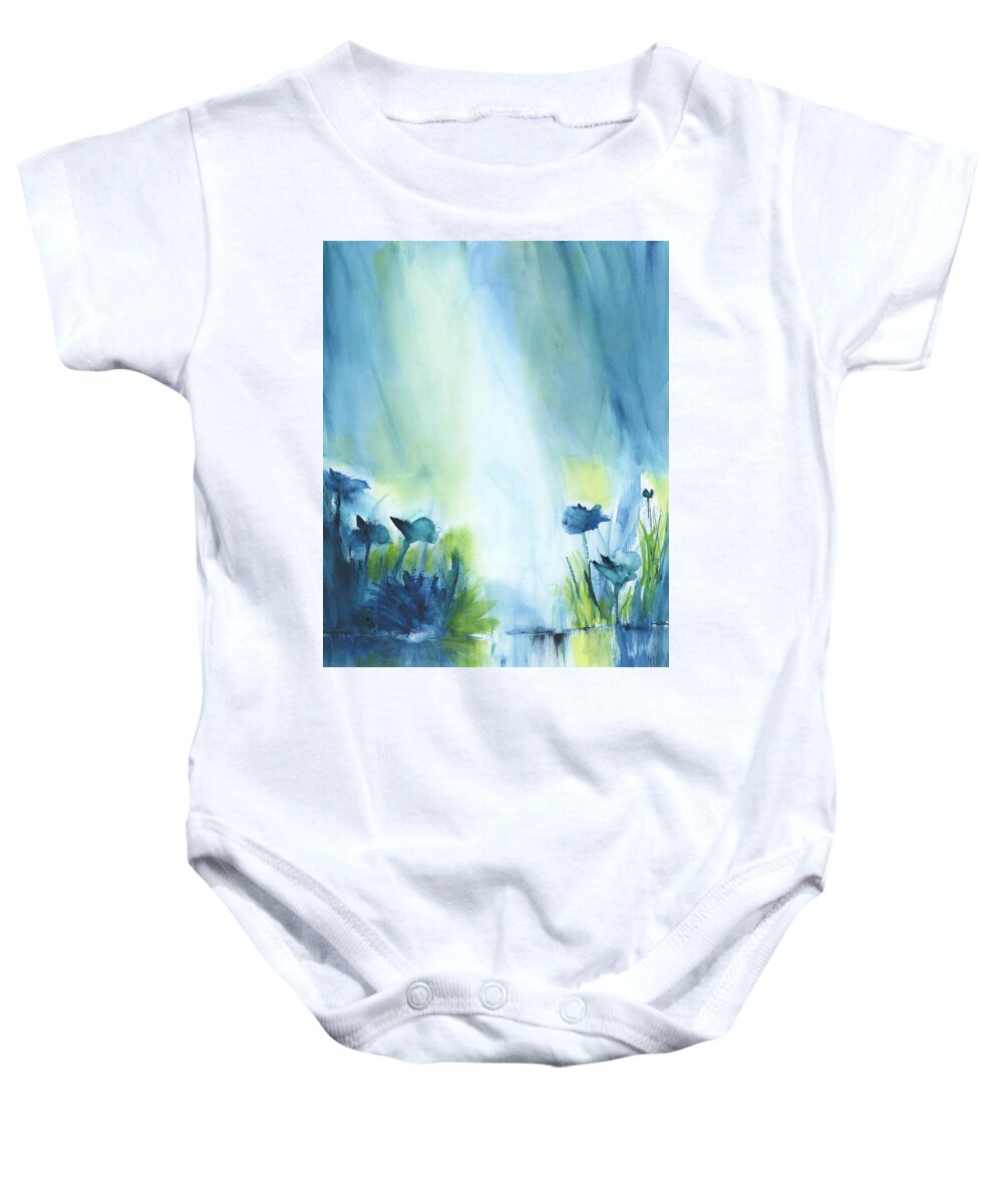Creek Baby Onesie featuring the painting Creek Light by Frank Bright