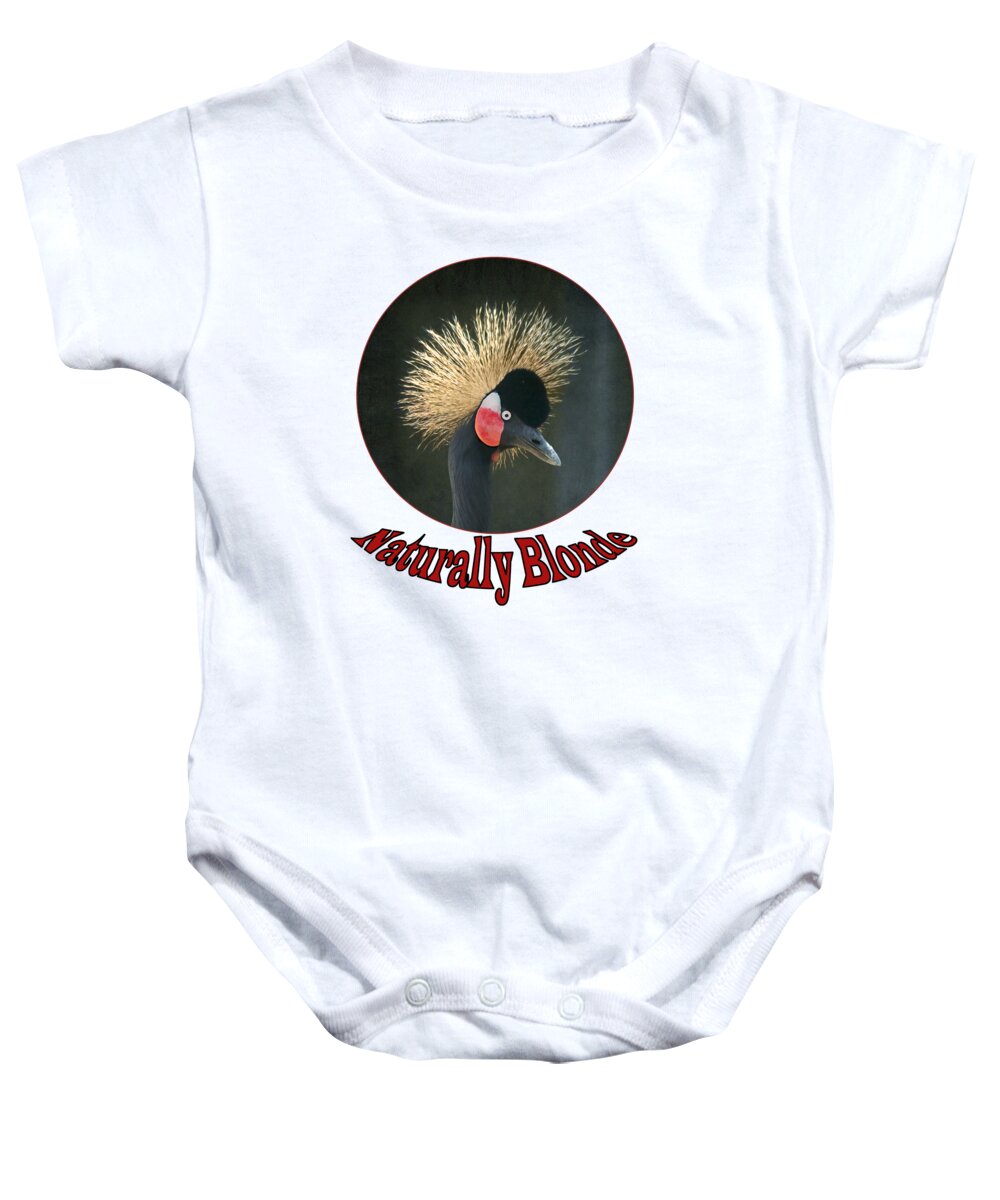 Crowned Crane Baby Onesie featuring the photograph Crowned Crane - Naturally Blonde - Transparent by Nikolyn McDonald