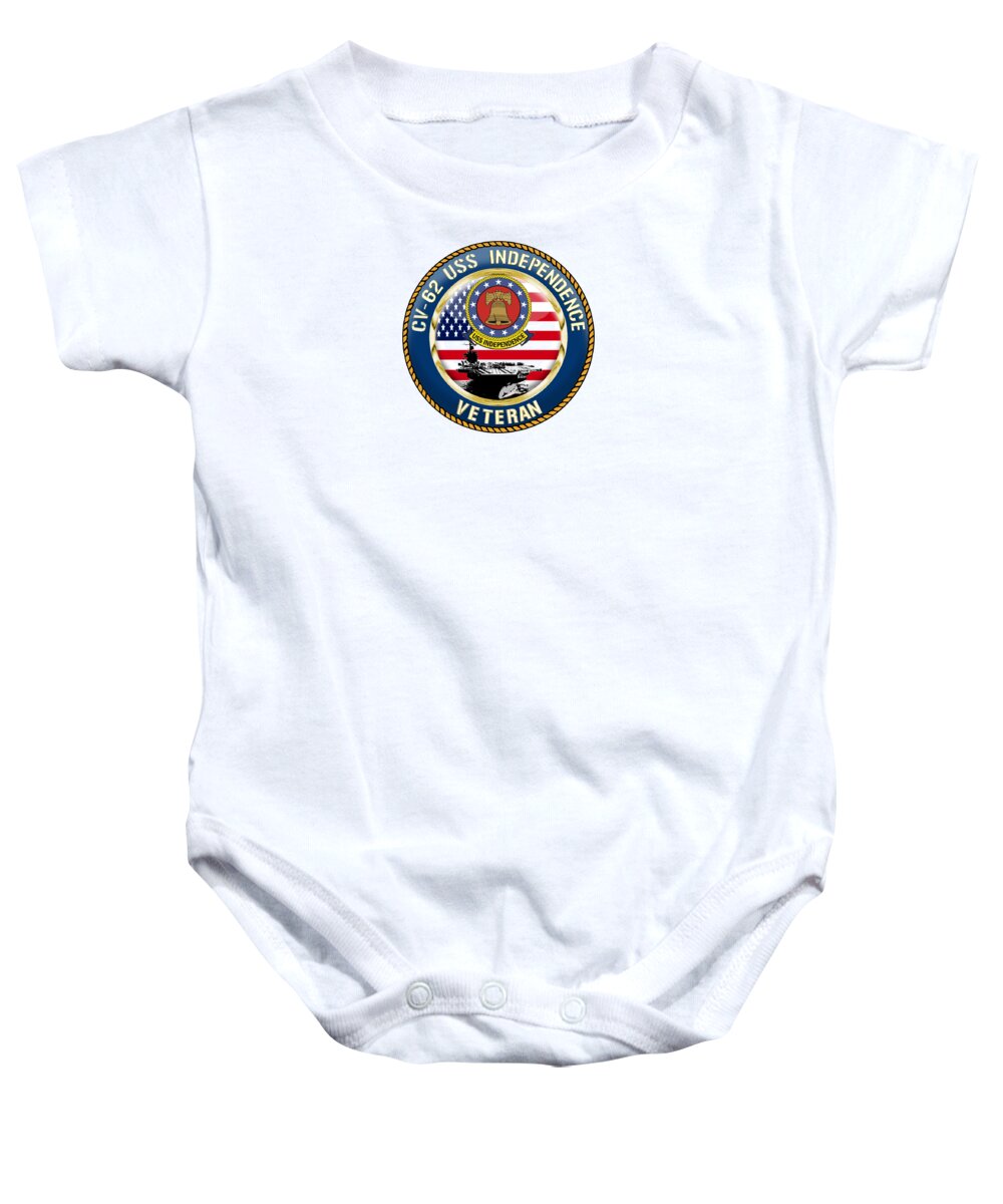 Cv62 Baby Onesie featuring the digital art CV-62 USS Independence by Mil Merchant