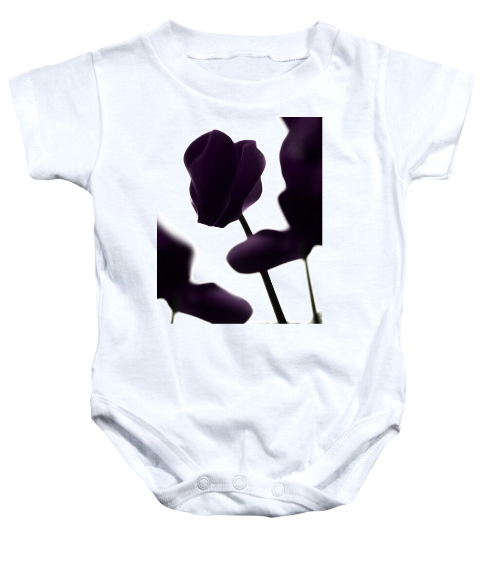 Cyclamen Baby Onesie featuring the photograph Cyclamen in silouette by Al Fio Bonina