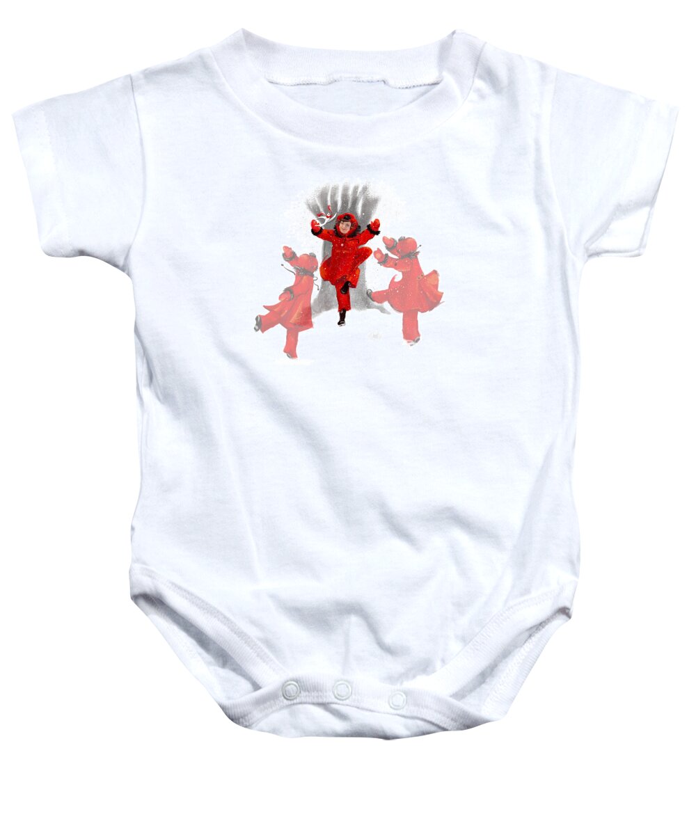 Girl Baby Onesie featuring the drawing Dance by L Diane Johnson