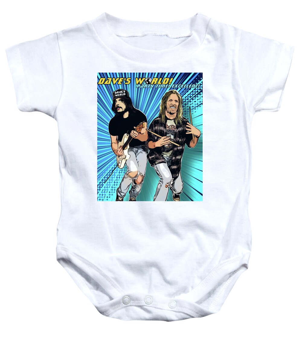 Dave Grohl Baby Onesie featuring the digital art Daves World by Christina Rick