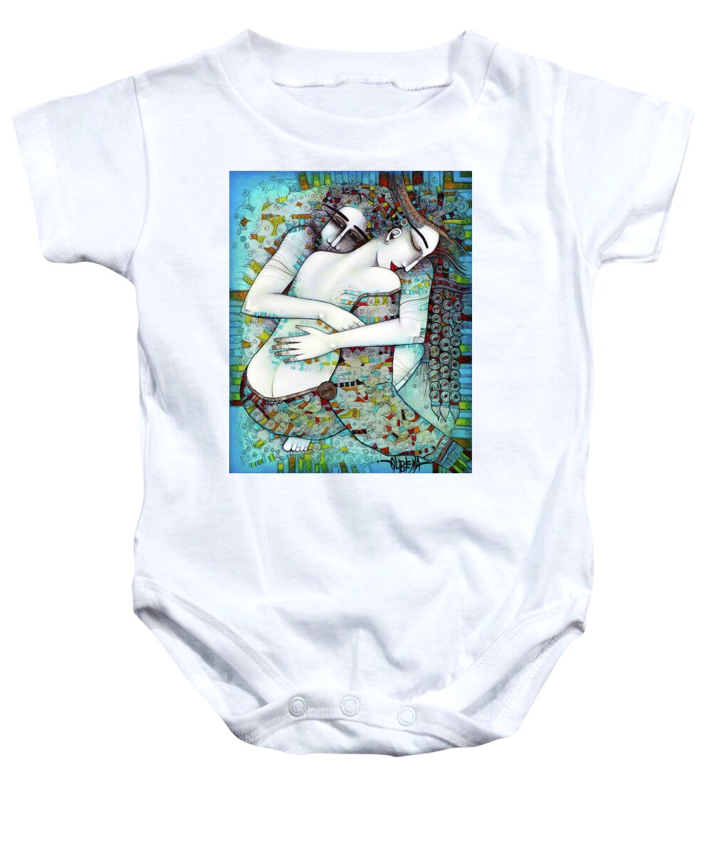 Love Baby Onesie featuring the painting Do not leave me by Albena Vatcheva