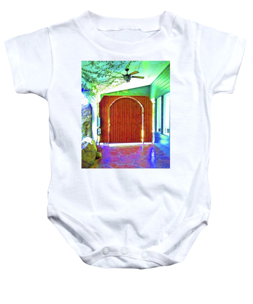 Spiritual Baby Onesie featuring the photograph Doorway To The Light by Andrew Lawrence