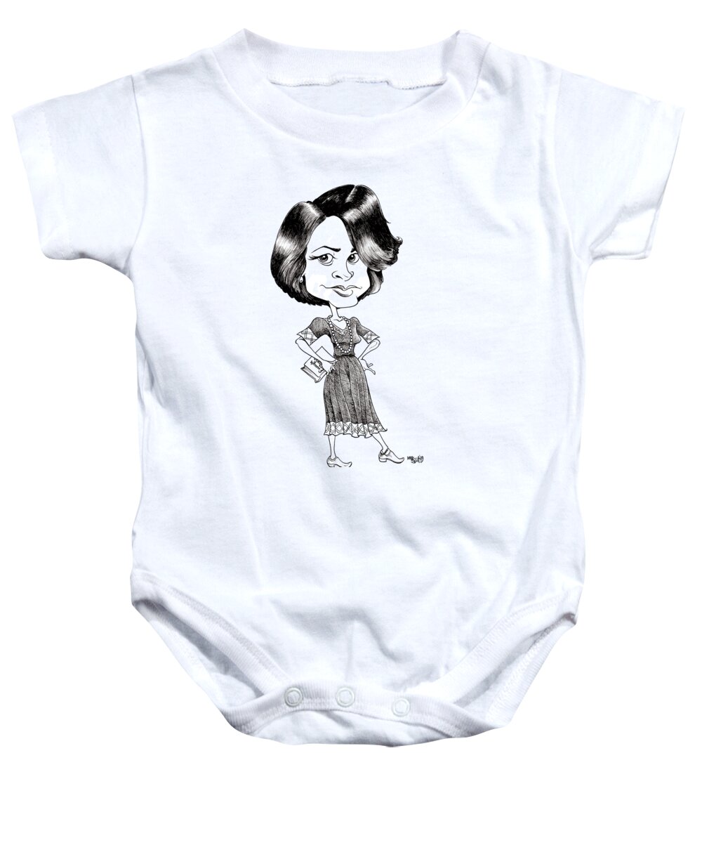 Caricature Baby Onesie featuring the drawing Dorothy Parker by Mike Scott