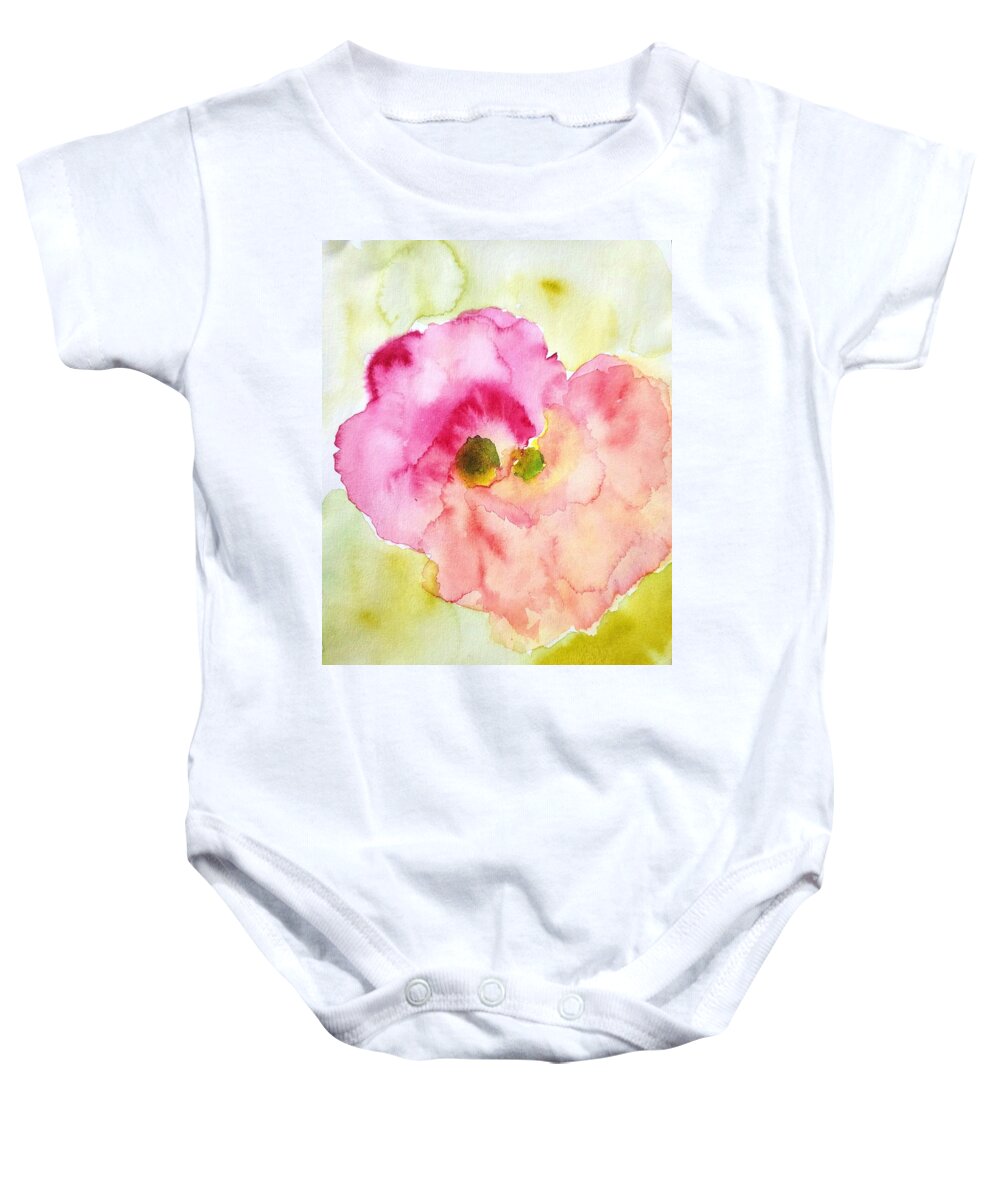 Flower Baby Onesie featuring the painting Double Centered Peony by Shady Lane Studios-Karen Howard