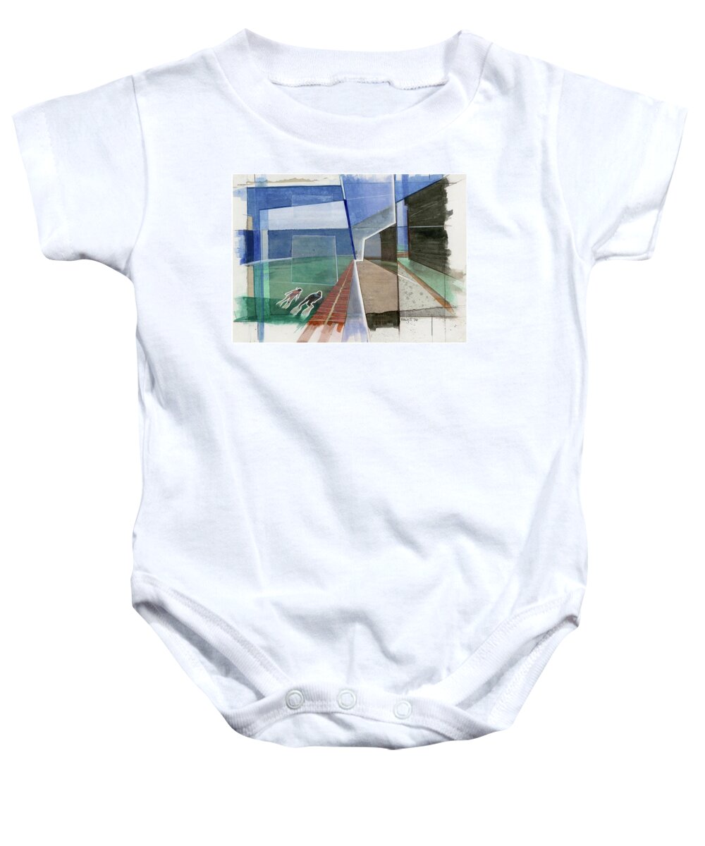Sea Baby Onesie featuring the drawing Dry Tortugas by Paul HAIGH
