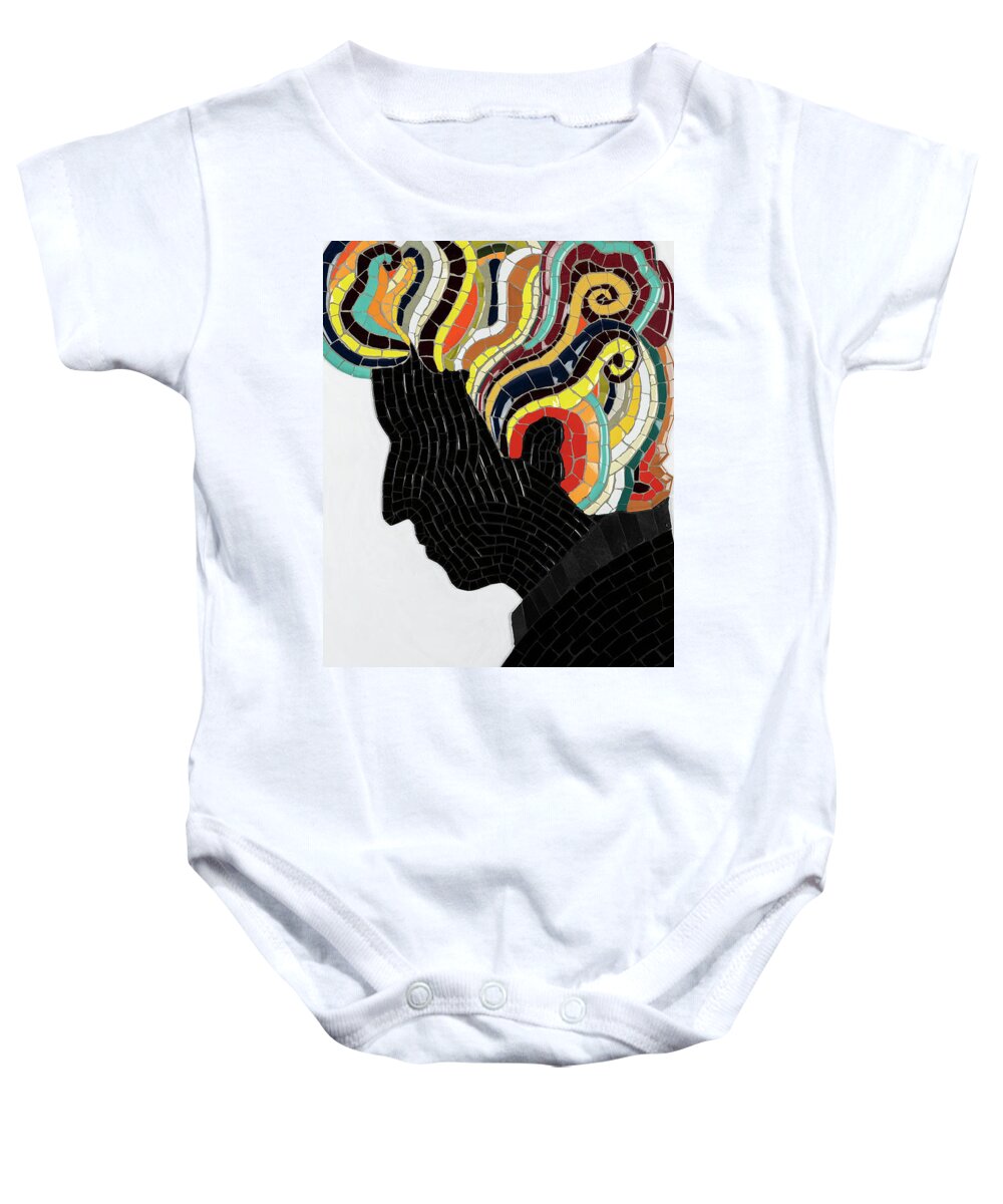 Bob Dylan Baby Onesie featuring the mixed media Dylan Redux by Tony Cepukas