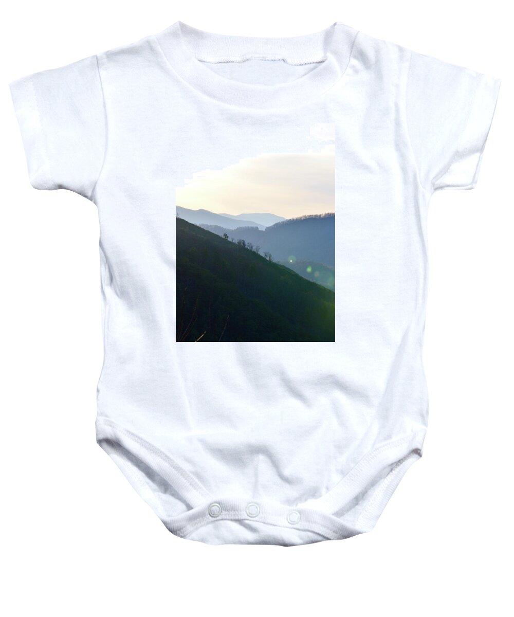 Early Lights Baby Onesie featuring the photograph Early Lights by Warren Thompson