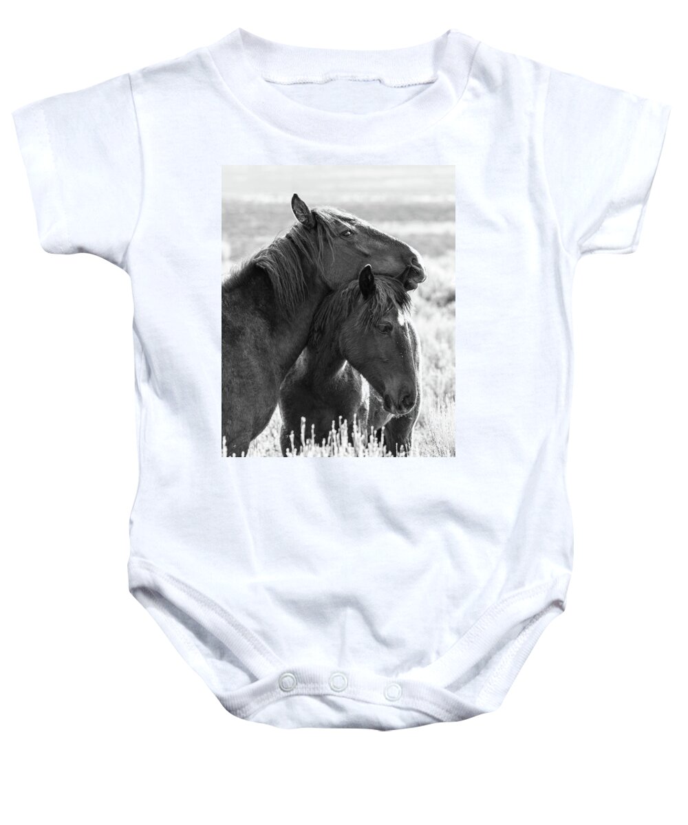 Horses Baby Onesie featuring the photograph Easy Friends by Mary Hone