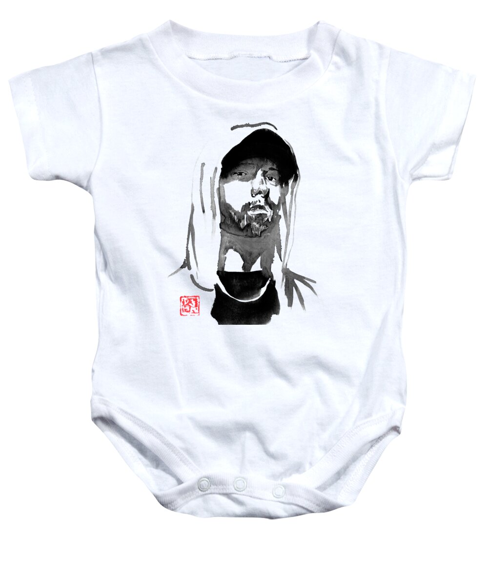 Eminem Baby Onesie featuring the drawing Eminem by Pechane Sumie