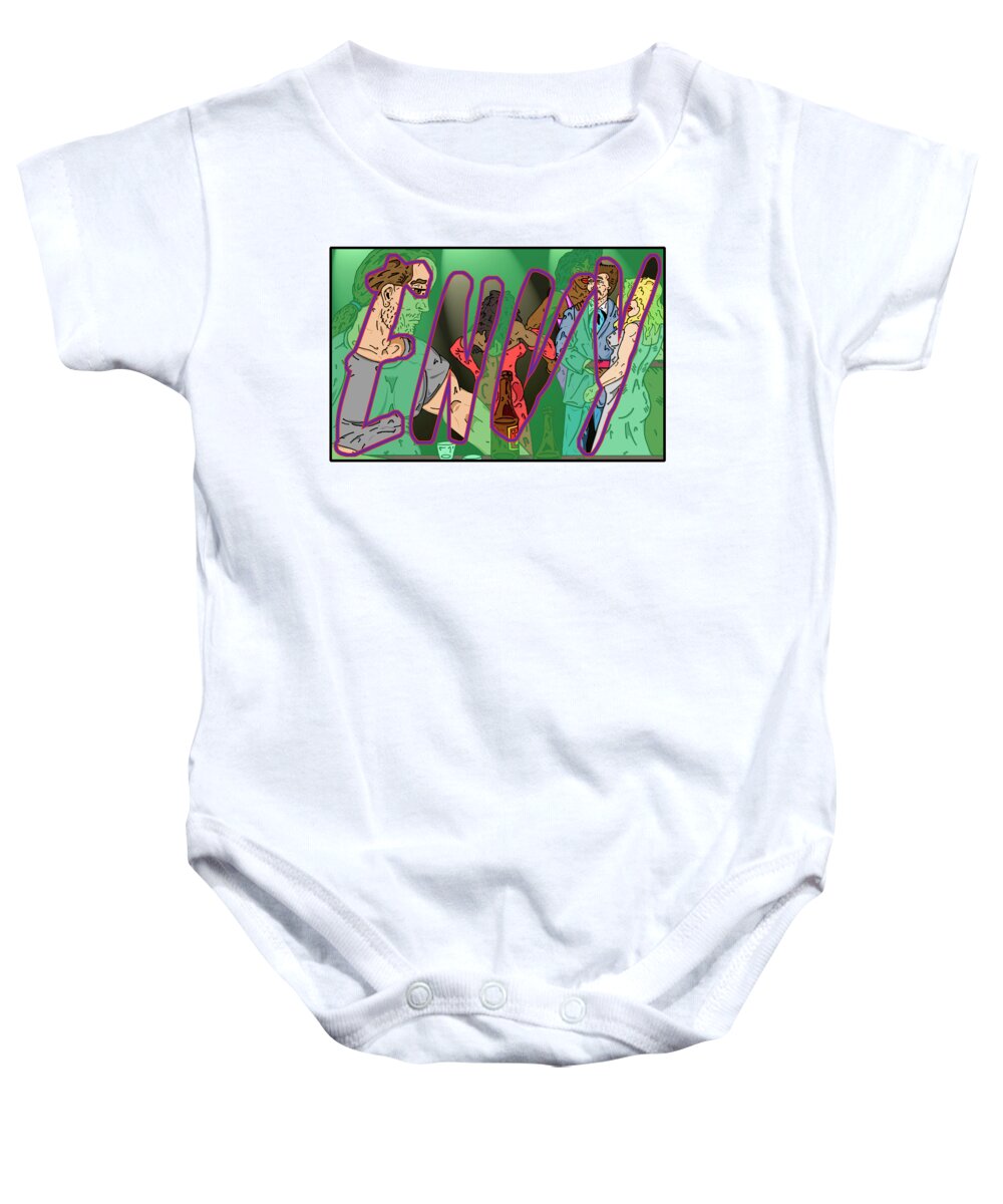 Envy Baby Onesie featuring the digital art Envy from the Seven Deadly Sins Series by Christopher W Weeks