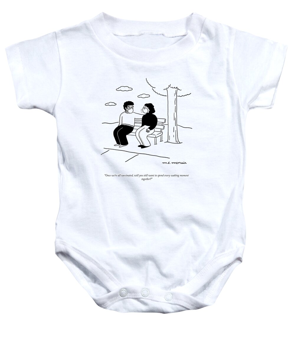 Once We're All Vaccinated Baby Onesie featuring the drawing Every Waking Moment by Elisabeth McNair