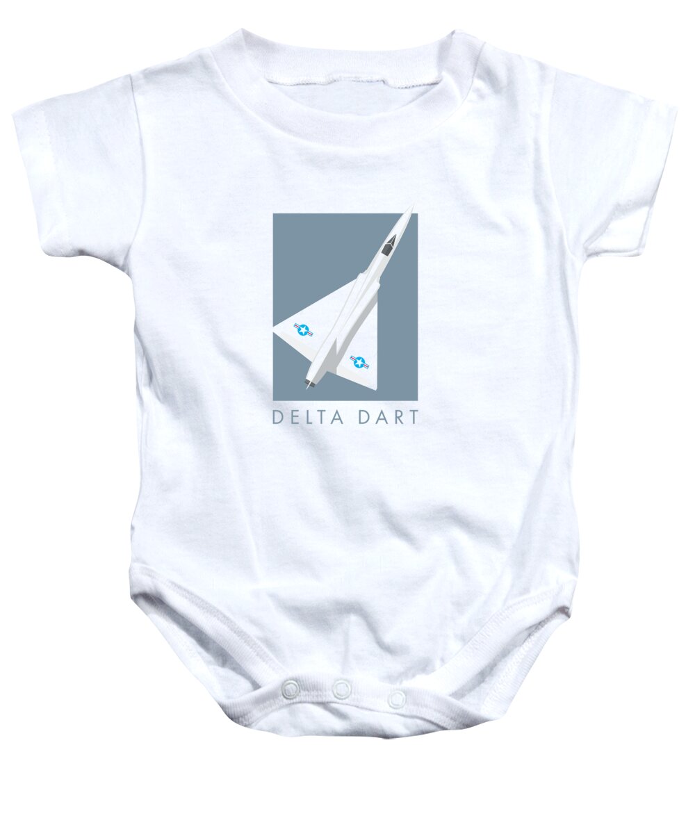 Aircraft Baby Onesie featuring the digital art F-106 Delta Dart Jet Aircraft - Slate by Organic Synthesis