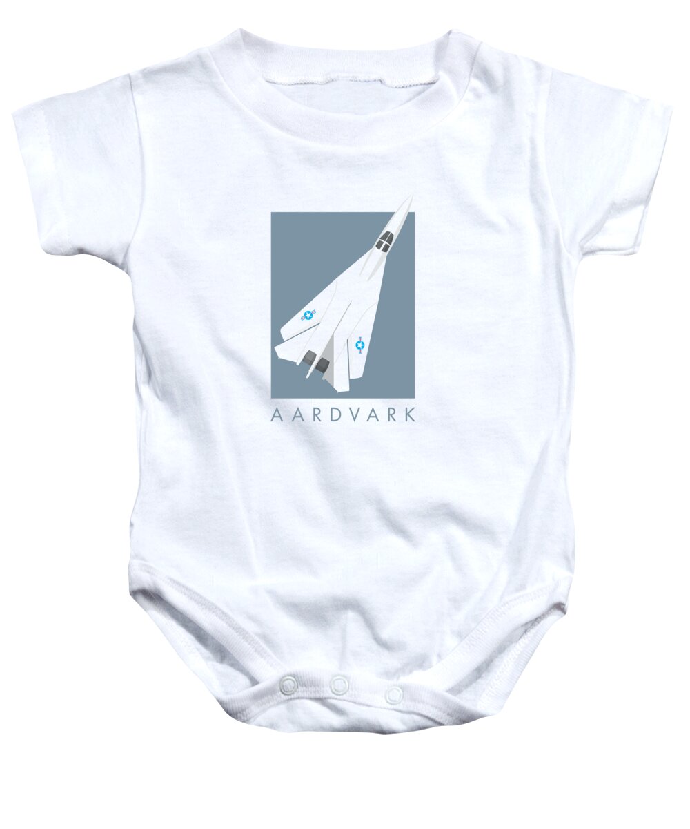 Aircraft Baby Onesie featuring the digital art F-111 Aardvark Jet Aircraft - Slate by Organic Synthesis