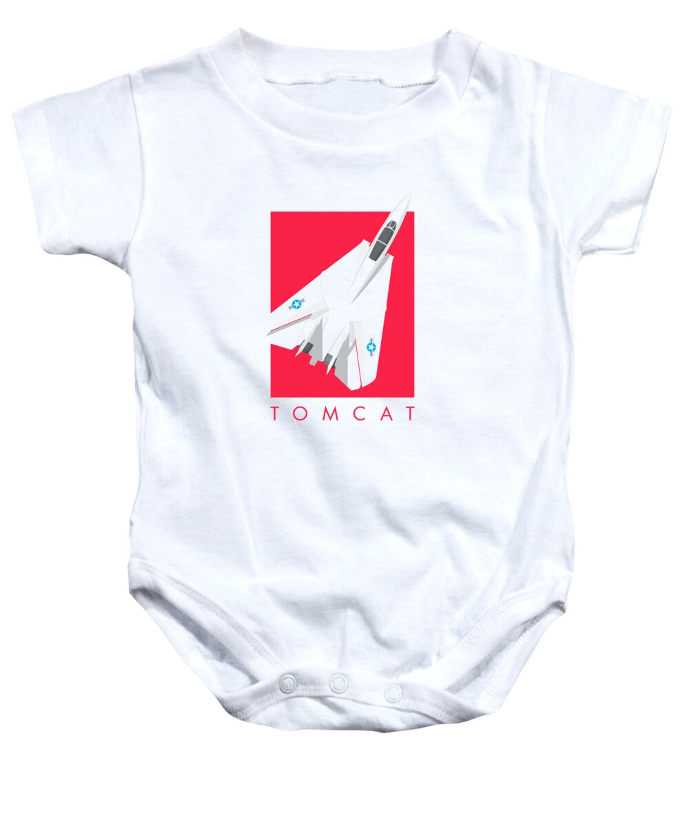 Jet Baby Onesie featuring the digital art F-14 Tomcat Fighter Jet Aircraft - Crimson by Organic Synthesis