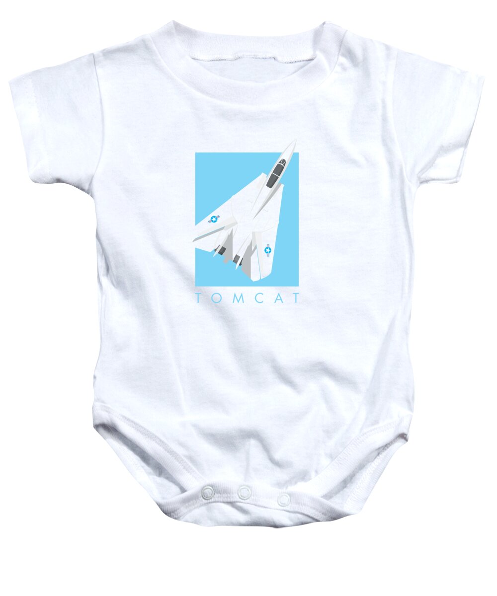 Jet Baby Onesie featuring the digital art F-14 Tomcat Fighter Jet Aircraft - Sky by Organic Synthesis