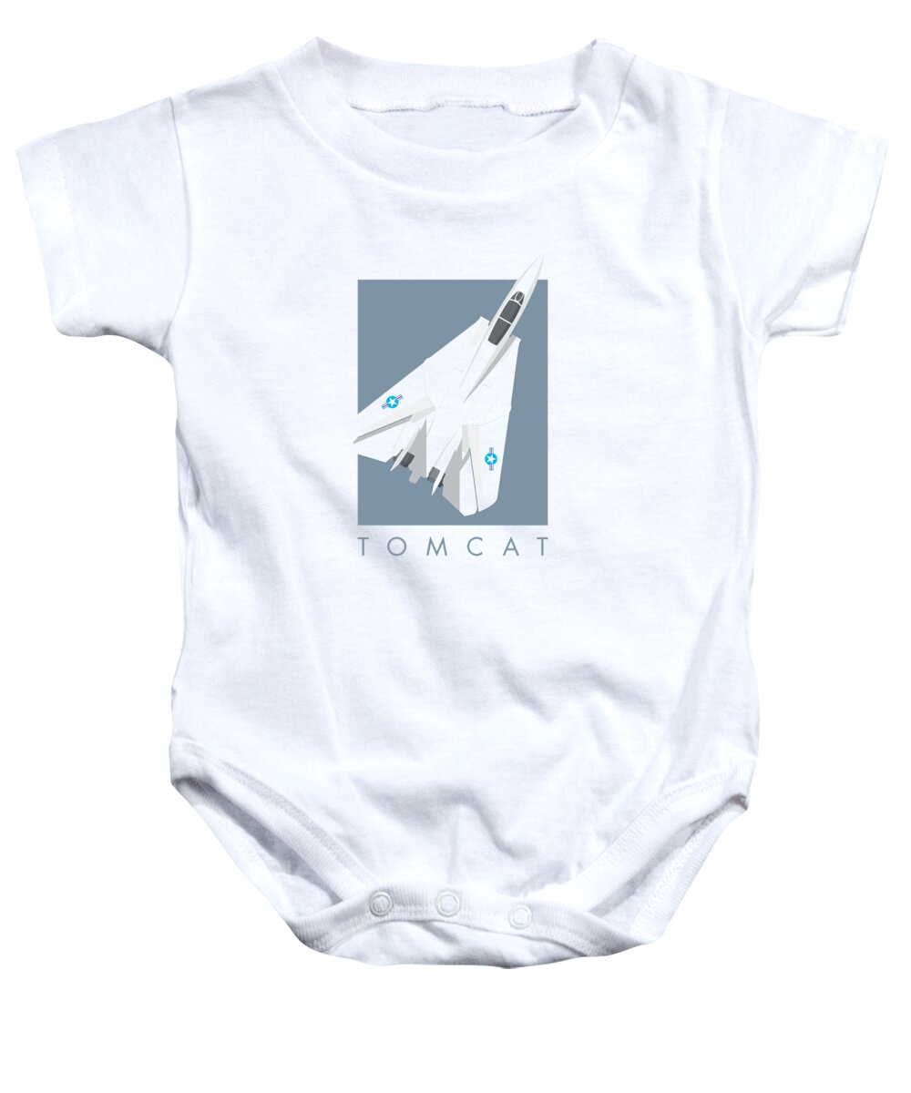 Jet Baby Onesie featuring the digital art F-14 Tomcat Fighter Jet Aircraft - Slate by Organic Synthesis