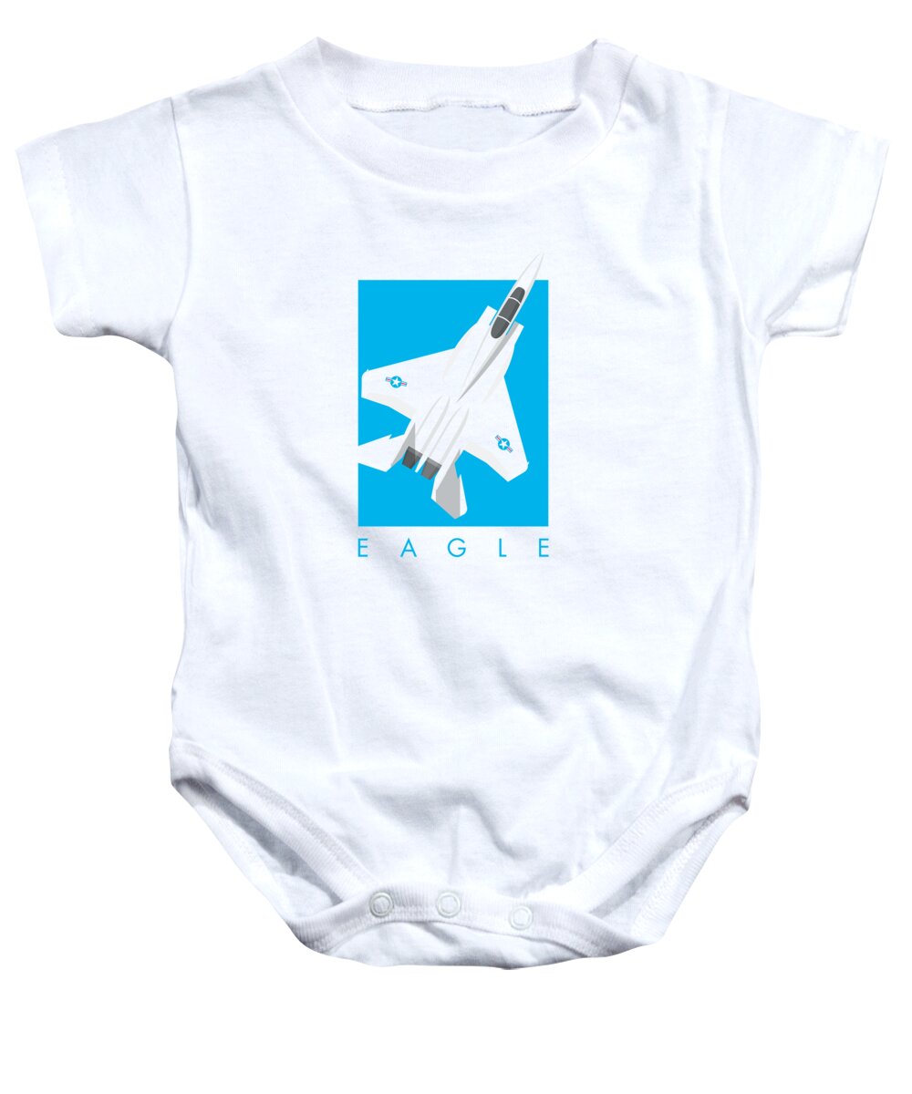Jet Baby Onesie featuring the digital art F-15 Eagle Fighter Jet Aircraft - Blue by Organic Synthesis