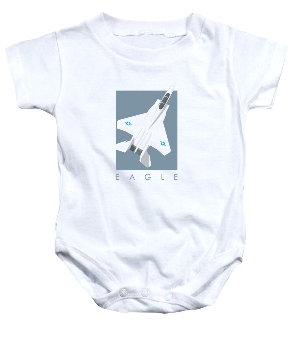 Jet Baby Onesie featuring the digital art F-15 Eagle Fighter Jet Aircraft - Slate by Organic Synthesis