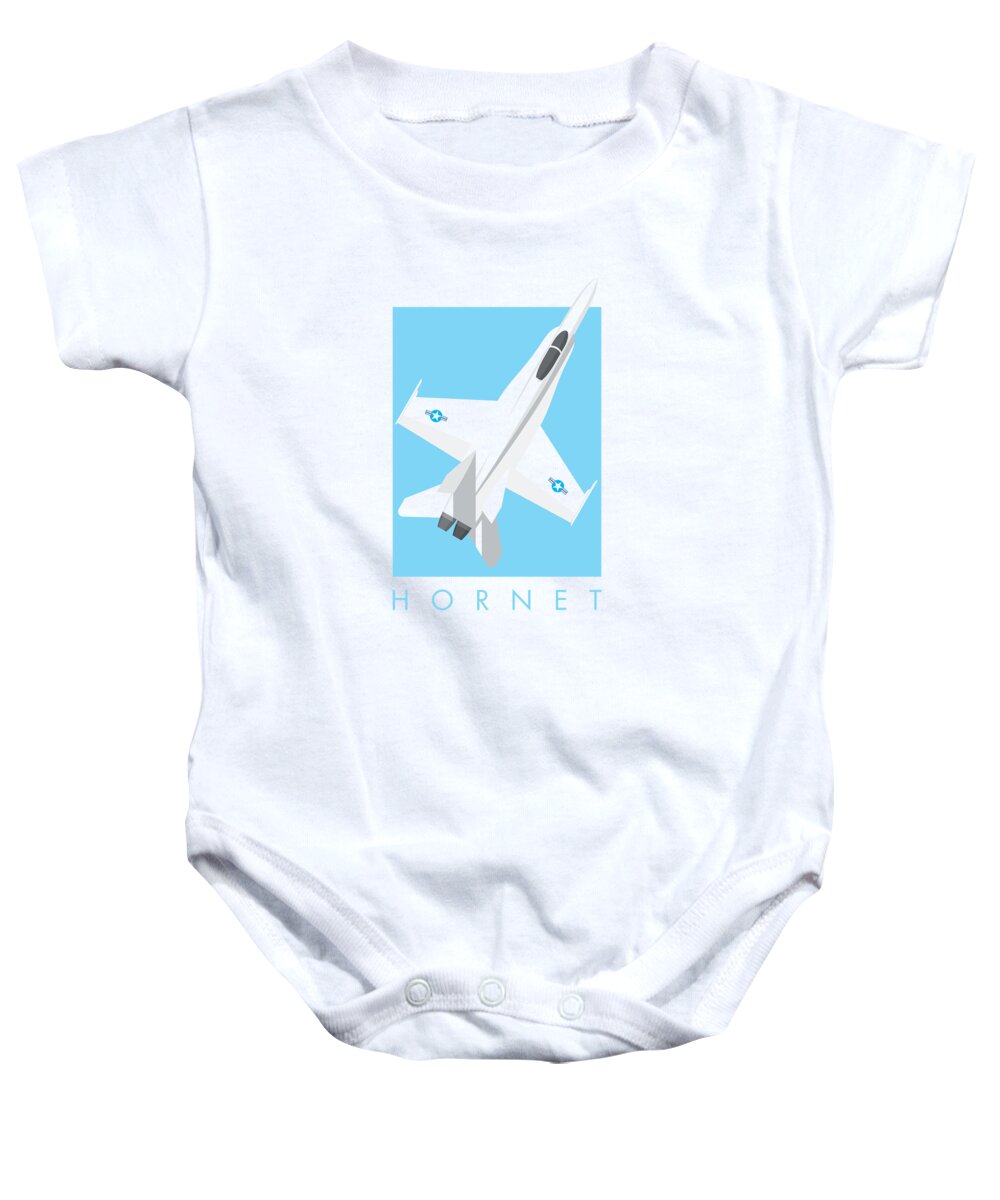Jet Baby Onesie featuring the digital art F-18 Hornet Jet Fighter Aircraft - Sky by Organic Synthesis