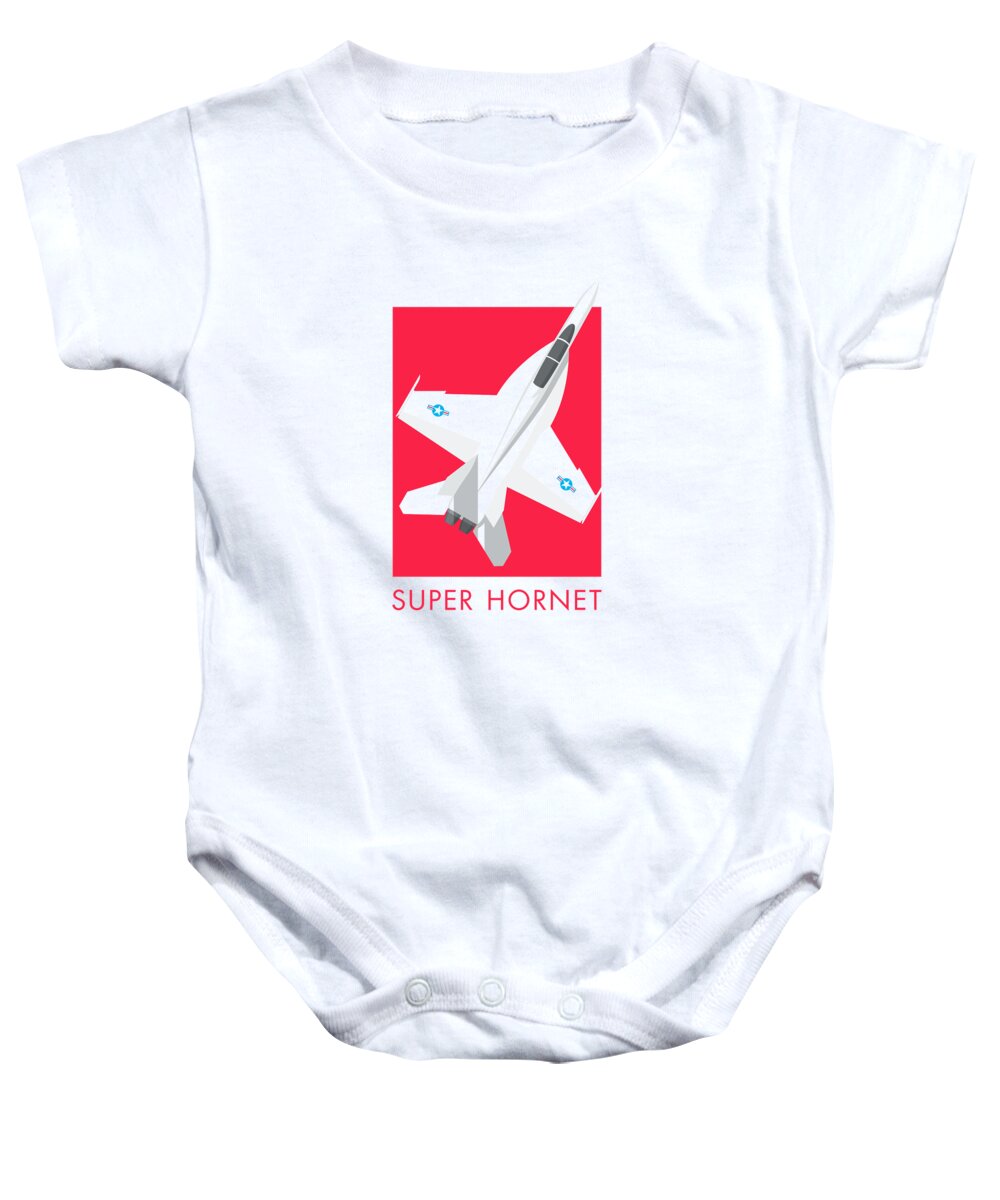 Jet Baby Onesie featuring the digital art F-18 Super Hornet Jet Fighter Aircraft - Crimson by Organic Synthesis