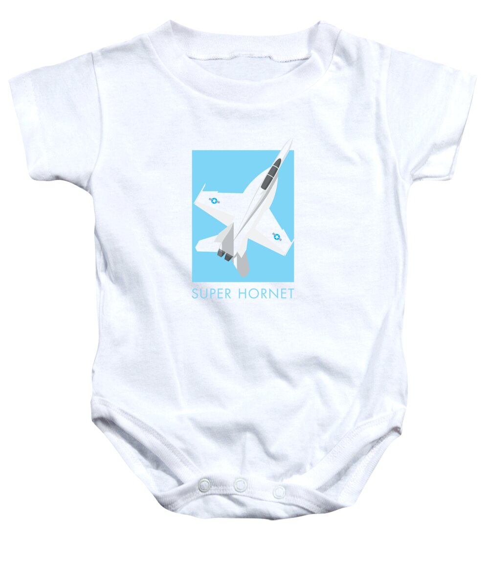 Jet Baby Onesie featuring the digital art F-18 Super Hornet Jet Fighter Aircraft - Sky by Organic Synthesis