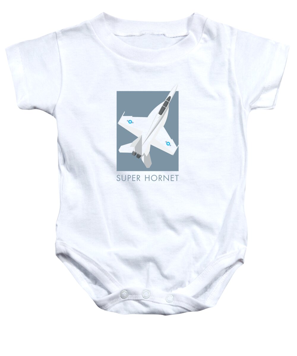 Jet Baby Onesie featuring the digital art F-18 Super Hornet Jet Fighter Aircraft - Slate by Organic Synthesis