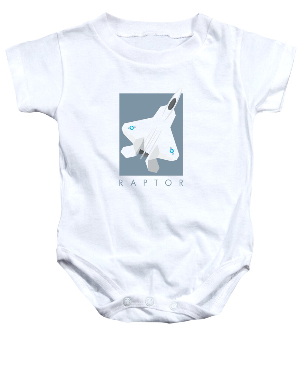 Jet Baby Onesie featuring the digital art F-22 Raptor Jet Fighter Aircraft - Slate by Organic Synthesis