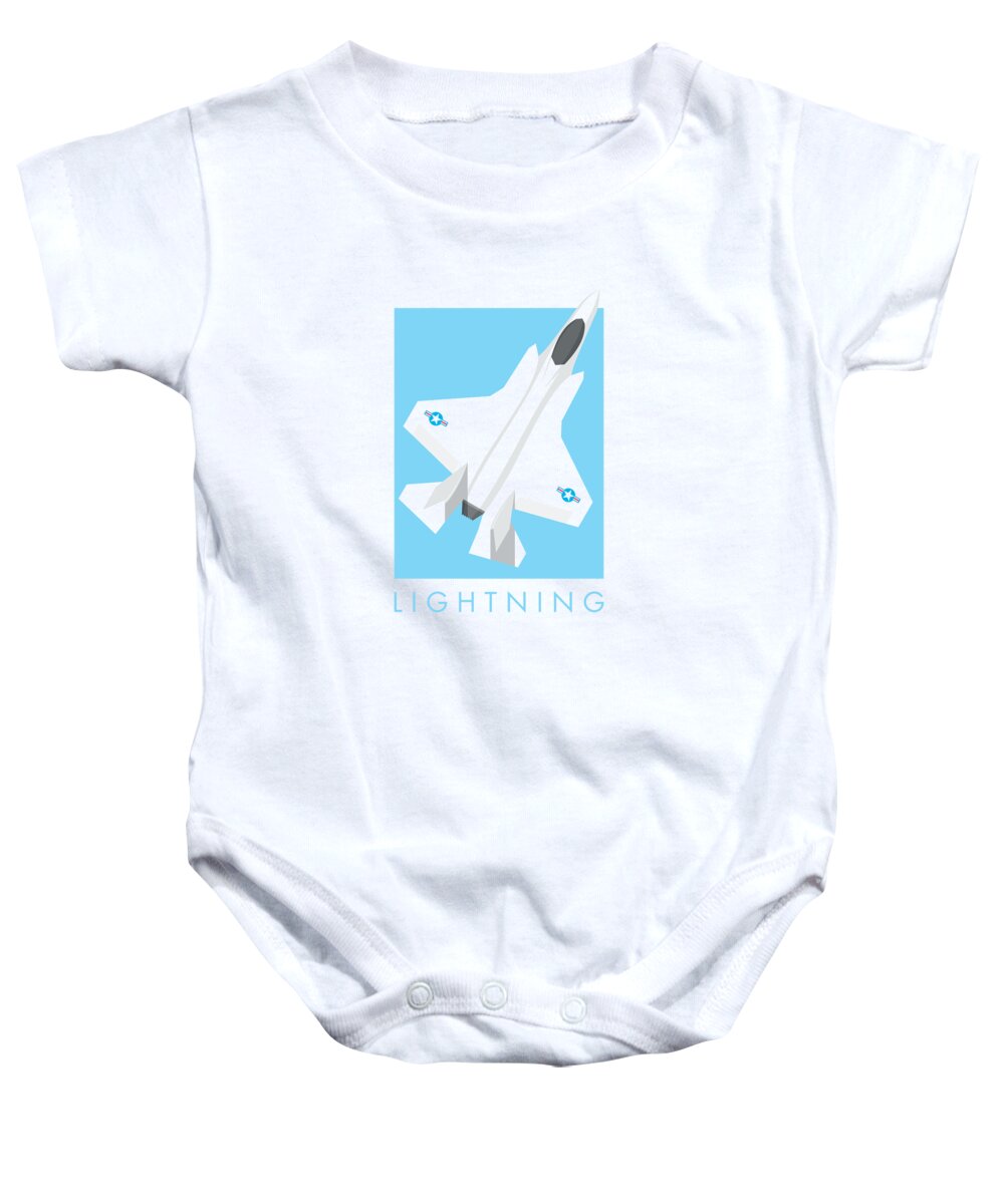 Aircraft Baby Onesie featuring the digital art F-35 Stealth Jet Fighter - Sky by Organic Synthesis