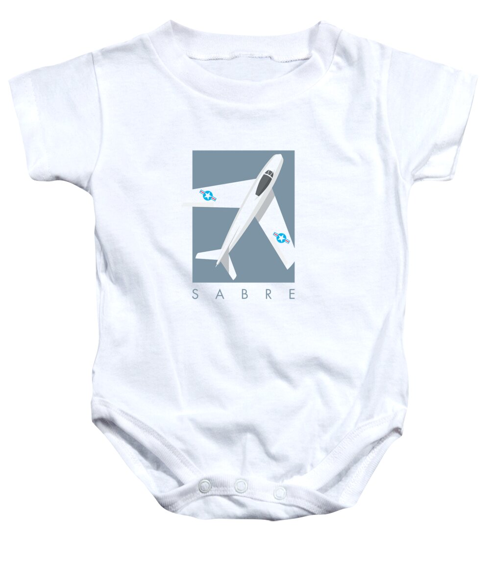 Aircraft Baby Onesie featuring the digital art F-86 Sabre Jet Fighter Aircraft - Slate by Organic Synthesis