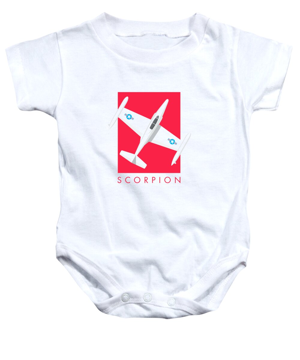 Aircraft Baby Onesie featuring the digital art F-89 Scorpion Jet Aircraft - Crimson by Organic Synthesis