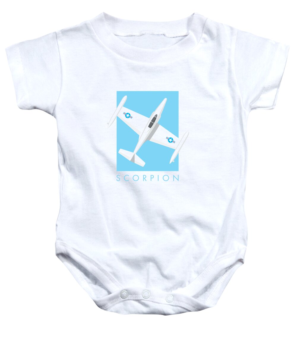 Aircraft Baby Onesie featuring the digital art F-89 Scorpion Jet Aircraft - Sky by Organic Synthesis