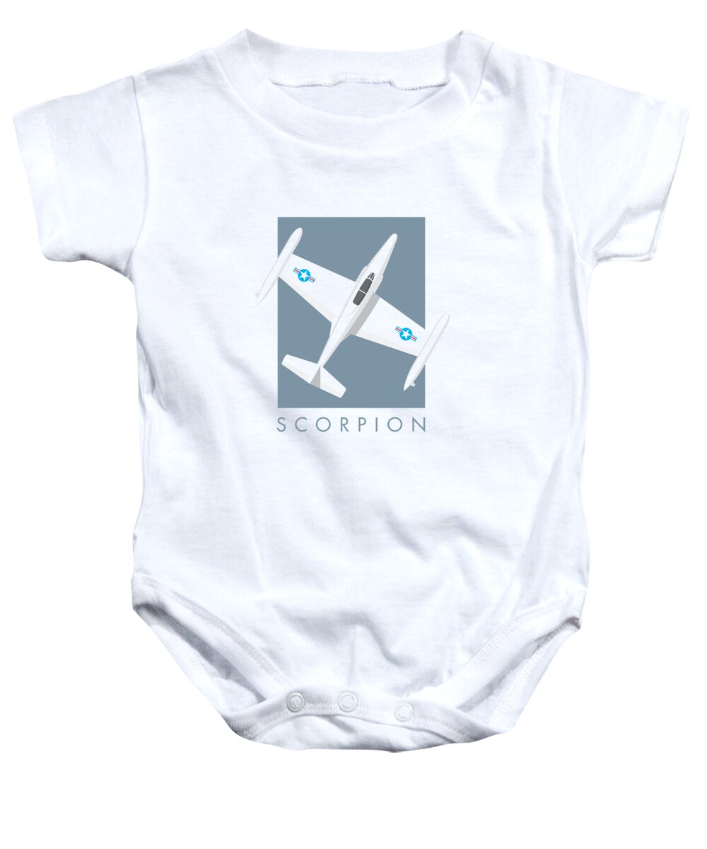 Aircraft Baby Onesie featuring the digital art F-89 Scorpion Jet Aircraft - Slate by Organic Synthesis