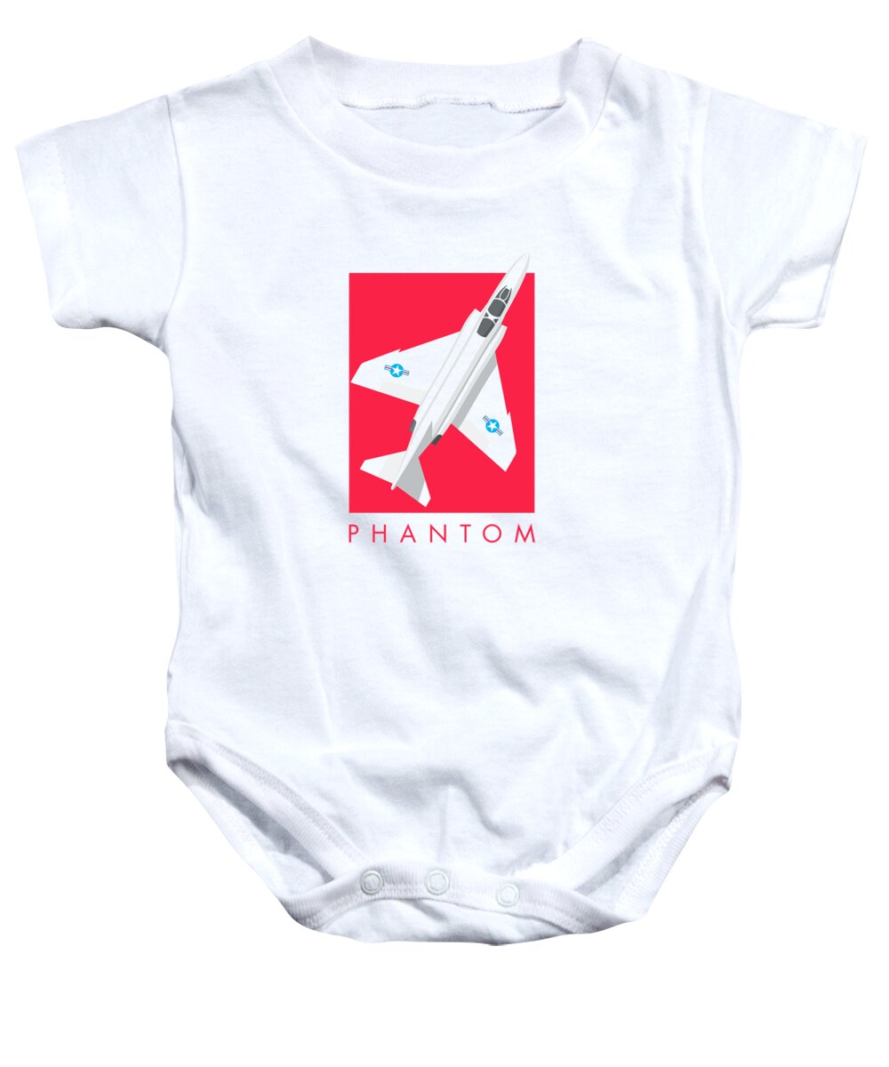 Jet Baby Onesie featuring the digital art F4 Phantom Jet Fighter Aircraft - Crimson by Organic Synthesis