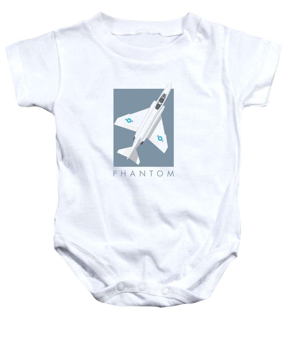 Jet Baby Onesie featuring the digital art F4 Phantom Jet Fighter Aircraft - Slate by Organic Synthesis