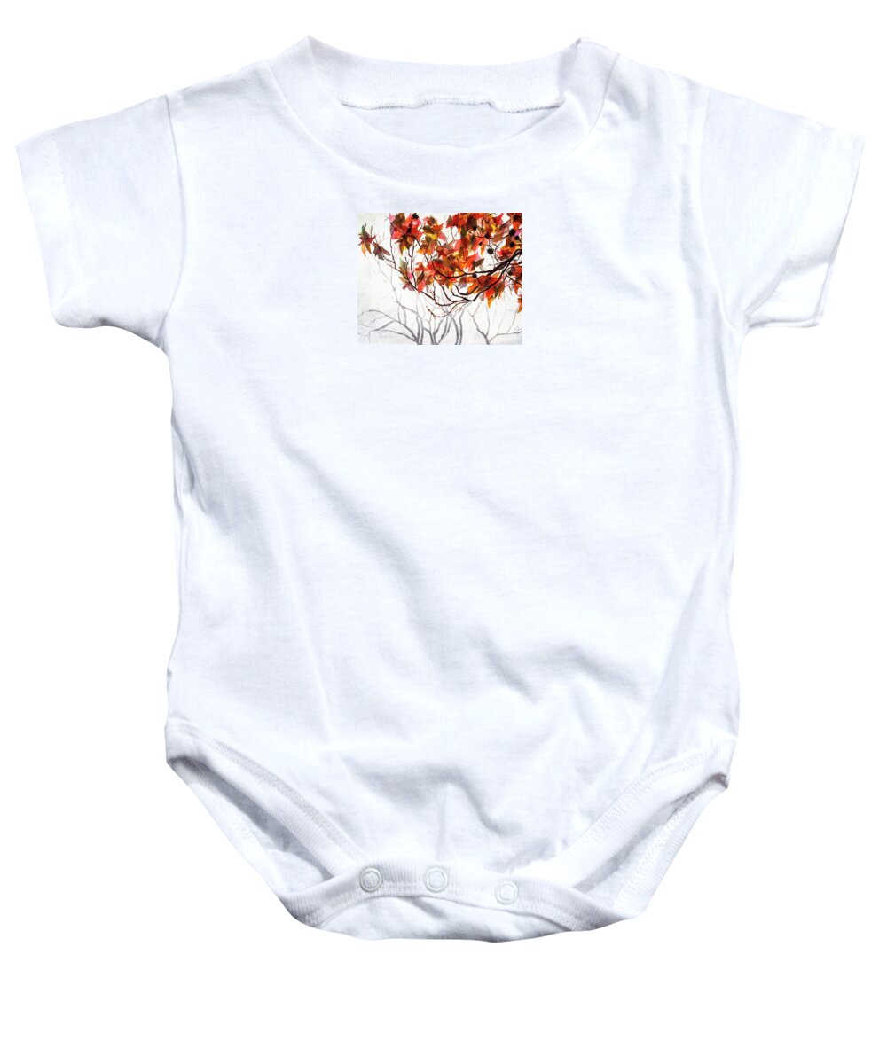 Art - Watercolor Baby Onesie featuring the painting Fall Leaves - Watercolor Art by Sher Nasser