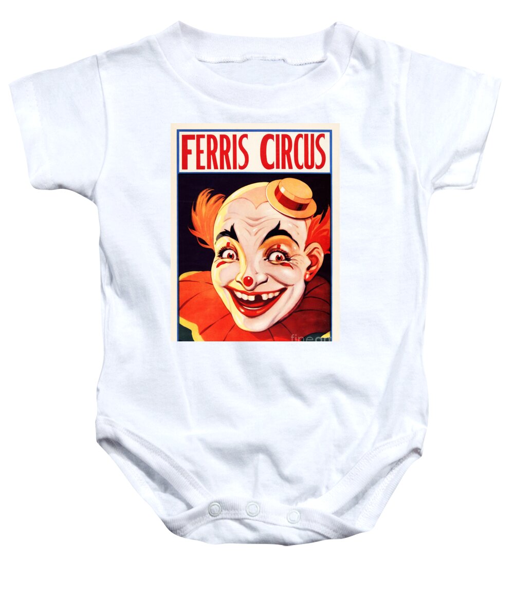 FERRIS CIRCUS Clown Vintage Advertisement Poster Onesie by Retro