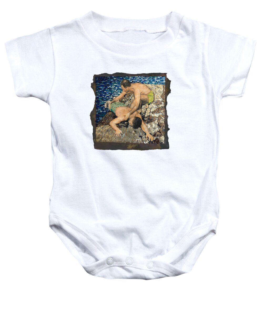 Glass Baby Onesie featuring the mixed media Fig. 100. Lift onto dock. by Matthew Lazure