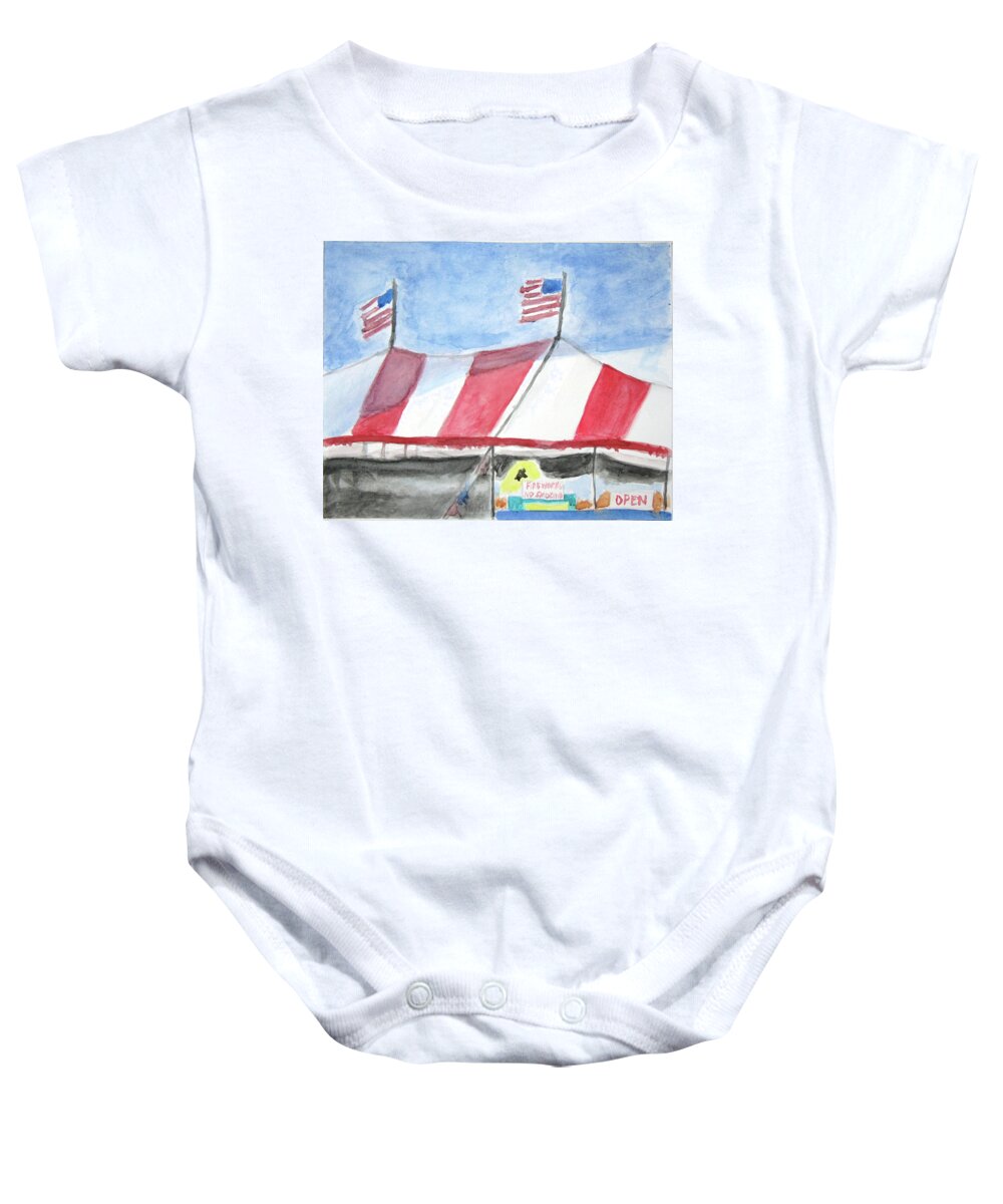  Baby Onesie featuring the painting Fireworks. No Smoking. by Loretta Nash